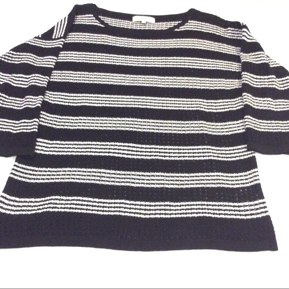 JONES NEW YORK SPORT WOMEN’S 3/4 SLEEVE KNIT TOP SIZE: MEDIUM / WHITE AND BLACK - Picture 1 of 12